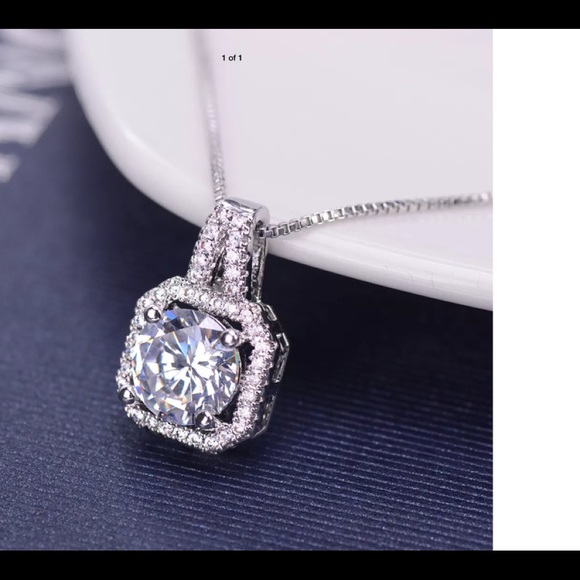 New sterling silver crystal pendant necklace 20” - Picture 5 of 8